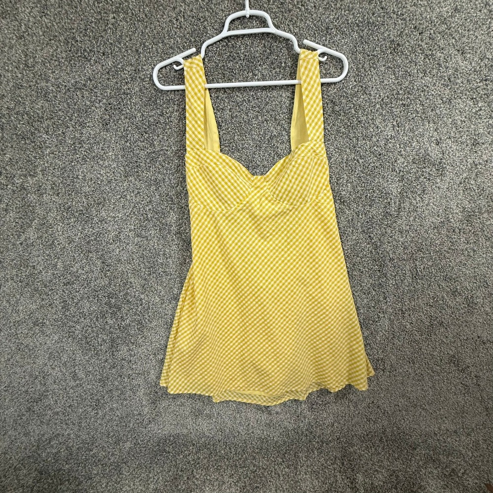 Princess Polly Mcbeath Mini Dress Yellow Gingham Tie Back US 12 NEW